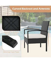 Sugift 3-Piece Patio Furniture Set Rattan Bistro Chairs with Table