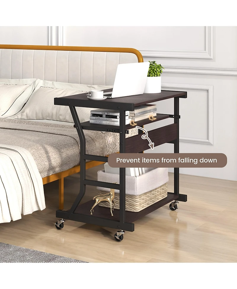 Costway 29.5'' Mobile Computer Desk Rolling Laptop Cart with Pull-out Keyboard Tray & Shelf