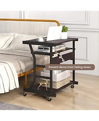 Costway 29.5'' Mobile Computer Desk Rolling Laptop Cart with Pull-out Keyboard Tray & Shelf