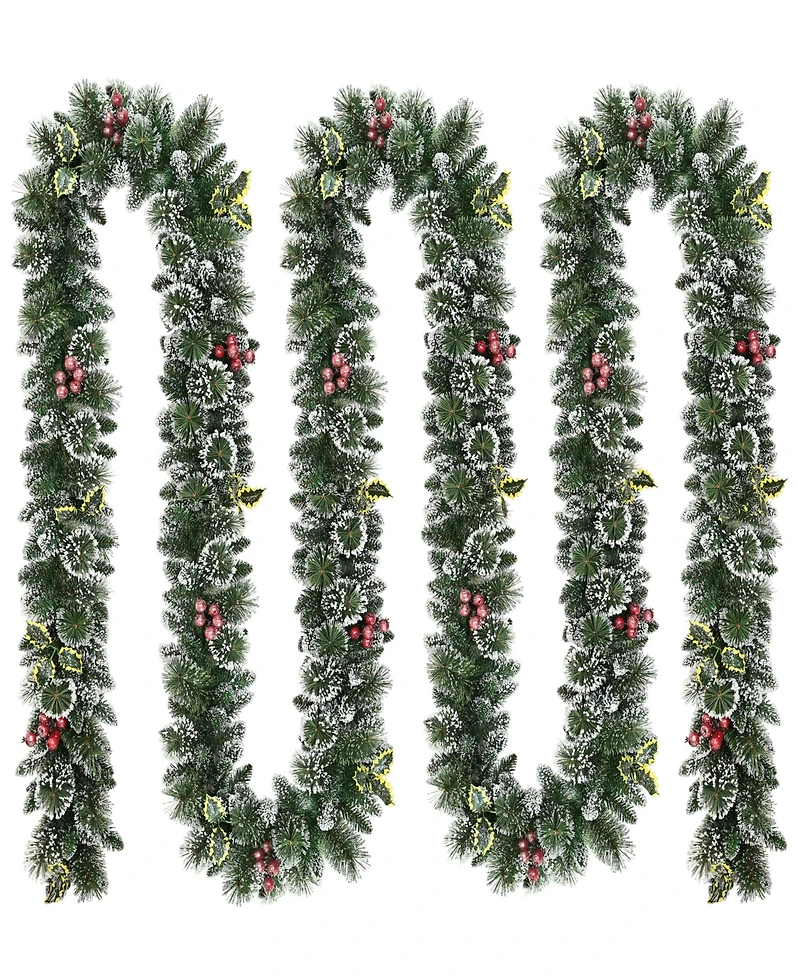 Puleo International 20' Snowy Silverton Pine Garland