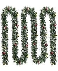 Puleo International 20' Snowy Silverton Pine Garland