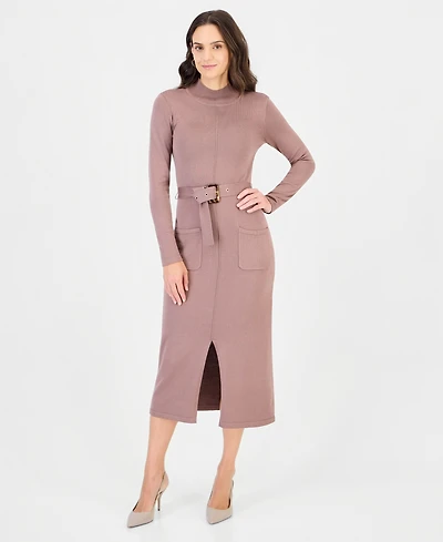Robbie Bee Women's Mock Neck Long-Sleeve Sweater Dress