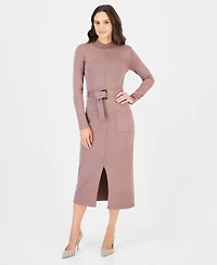 Robbie Bee Women's Mock Neck Long-Sleeve Sweater Dress
