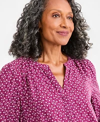 Style & Co Women's Printed Volume-Sleeve Blouse, Macy's Exclusive