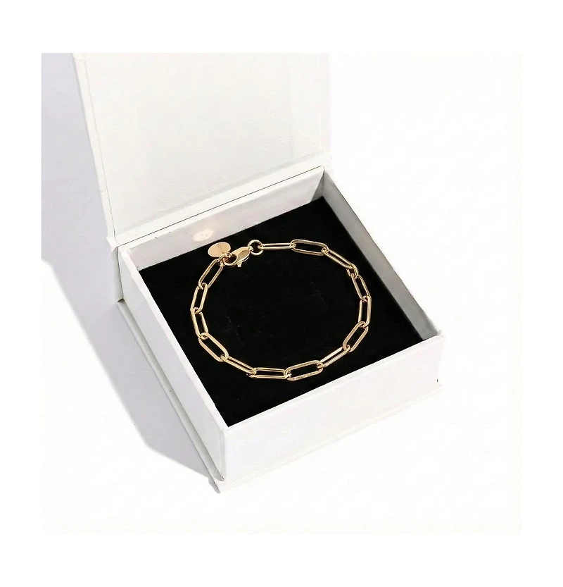 18K Gold Plated Paper Clip Anne Bracelet 7" For Women and Girls