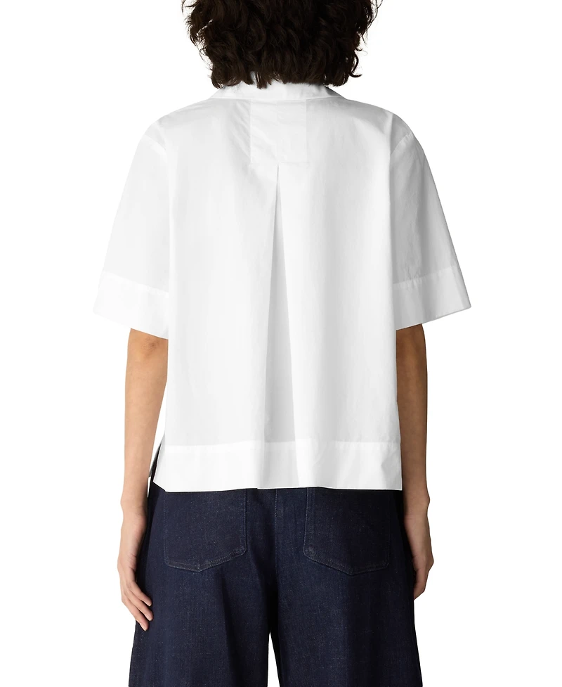 Eileen Fisher Women's Collared Neck Short-Sleeve Top