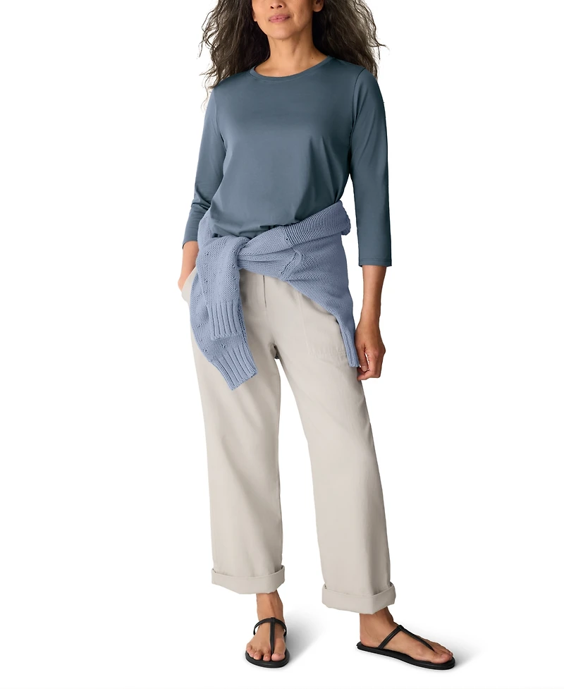 Eileen Fisher Women's 3/4-Length Sleeve Round Neck T-Shirt