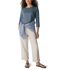 Eileen Fisher Women's 3/4-Length Sleeve Round Neck T-Shirt