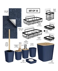 Modern Complete Bathroom Decor and Accessory Set with Bath Rugs and Shower Caddy Set
