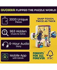 Quokka 1000 Piece Jigsaw Puzzle for Adults Set of 3 - Desert Whirl, Galactic Tails, Hotel Wildeluxe with Audio Story and 321 Secrets Each