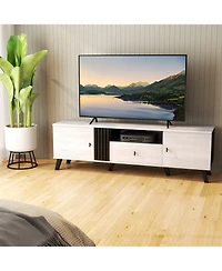 Slickblue Mid Century Modern Tv Stand Entertainment Center for 80 Inch TVs