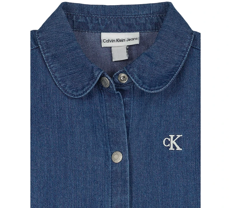 Calvin Klein Toddler Girls' 2T-6X Collared Denim Button-Front Dress