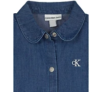 Calvin Klein Toddler Girls' 2T-6X Collared Denim Button-Front Dress
