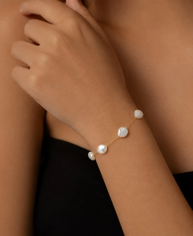Belle de Mer Cultured Freshwater Pearl(9-10mm) Bracelet in 10k Yellow Gold