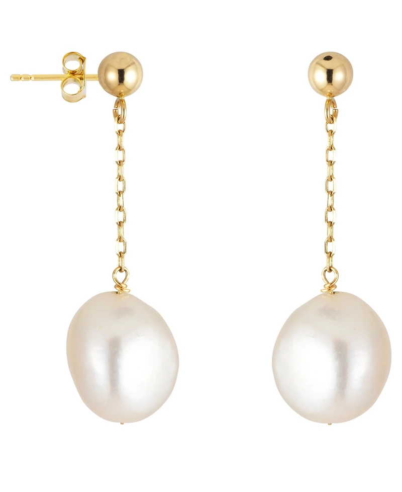 Belle de Mer Cultured Freshwater Pearl (9-10mm) Earrings in 10k Yellow Gold