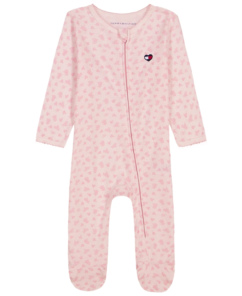 Tommy Hilfiger Baby Girls' Long-Sleeve Footed Coverall