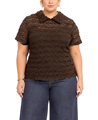 Coin 1804 Plus Scallop Edge Short-Sleeve Top