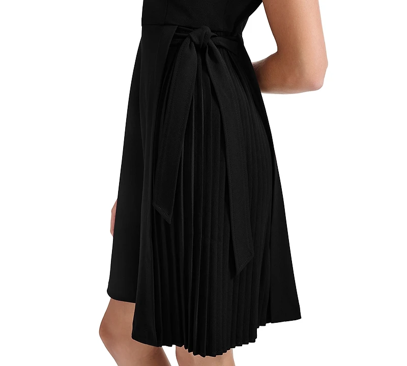Calvin Klein Women's Petite Crewneck Fit & Flare Short-Sleeve Dress
