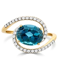 Macy's London Blue Topaz (2.20 ct. t.w.) & Diamond (1/4 ct. t.w.) Ring in 14k Yellow Gold
