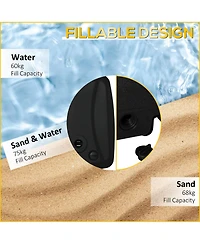 Outsunny Cantilever Umbrella Base, 165 lbs. Capacity, Portable Offset Umbrella Stand on Wheels, Mobile, Heavy-Duty, Fillable with Water or Sand, Black