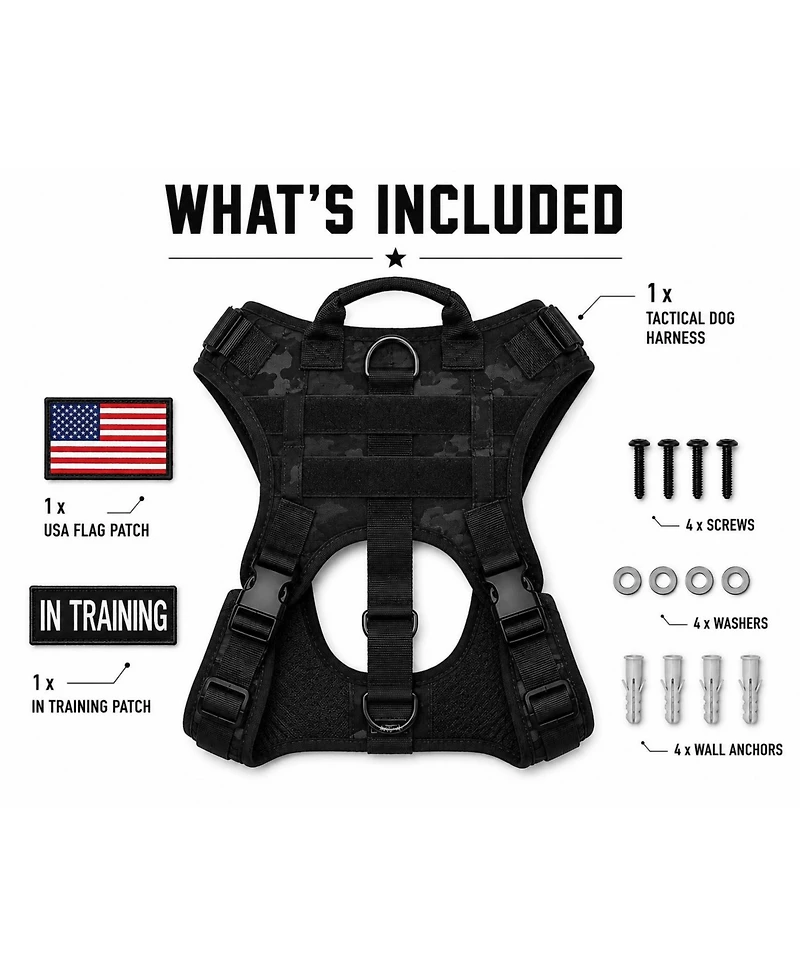 ProMounts Adjustable Tactical Dog Harness for Medium & Large Dogs