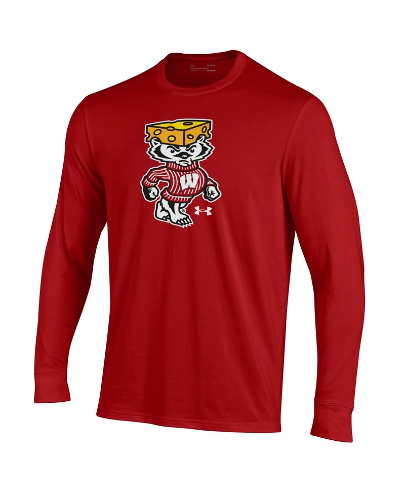 Under Armour Men's Red Wisconsin Badgers Cheesehead Bucky Long Sleeve T-Shirt