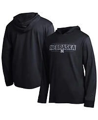 Champion Men's Black Nebraska Huskers Gradient All-Star Long Sleeve Hooded T-Shirt