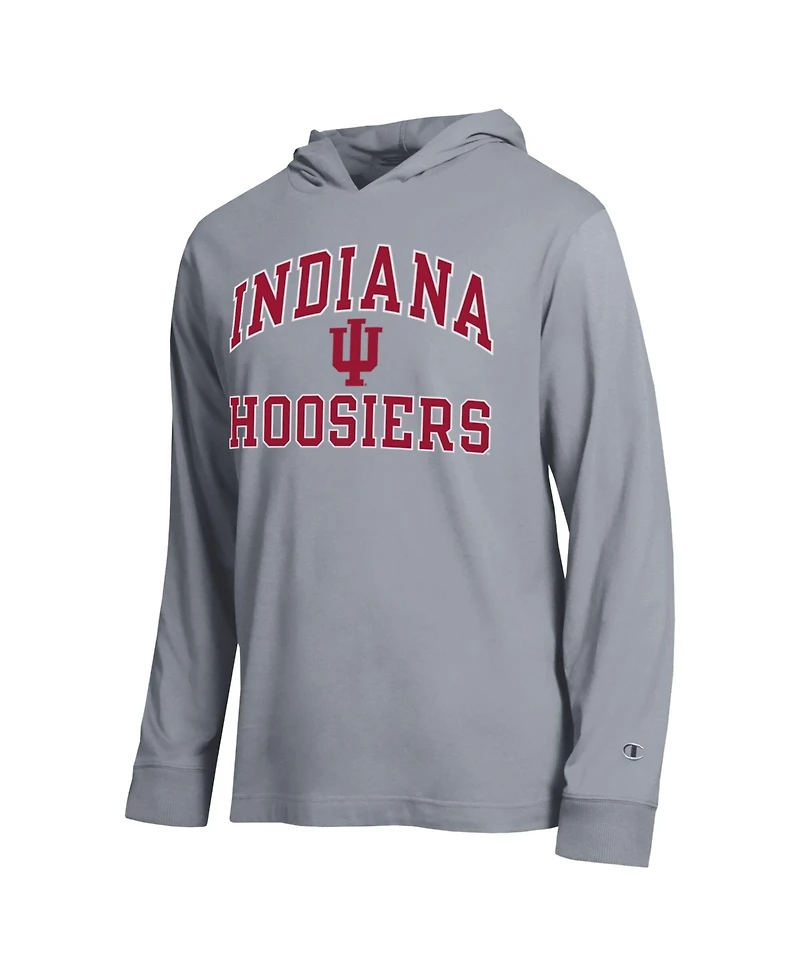 Champion Men's Heather Gray Indiana Hoosiers High Motor All-Star Long Sleeve Hooded T-Shirt