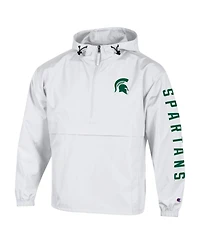 Champion Men's White Michigan State Spartans Cloud Packable Half-Zip Hoodie