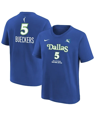 Nike Big Boys and Girls Paige Bueckers Blue Dallas Wings Rebel Edition Name Number T-Shirt