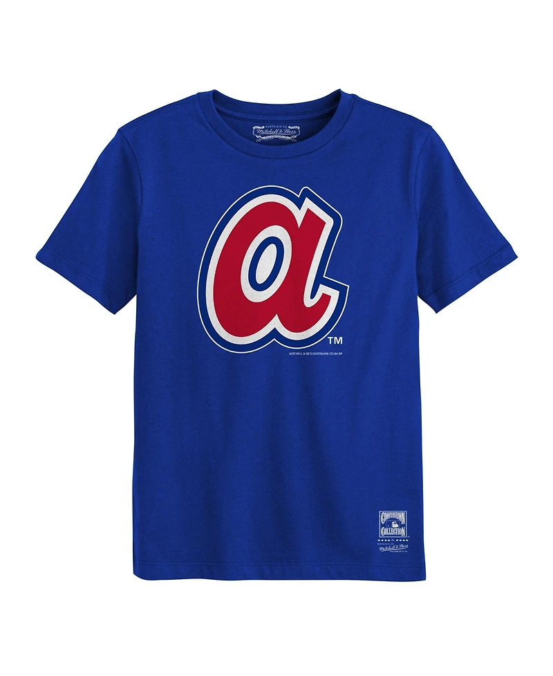 Mitchell & Ness Preschool Royal Atlanta Braves Retro Logo T-Shirt