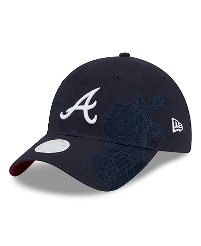New Era Women's Navy Atlanta Braves Roses 9TWENTY Adjustable Hat