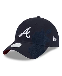 New Era Women's Navy Atlanta Braves Roses 9TWENTY Adjustable Hat