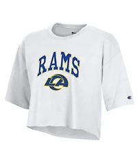 Champion Women's White Los Angeles Rams Boyfriend Cropped T-Shirt
