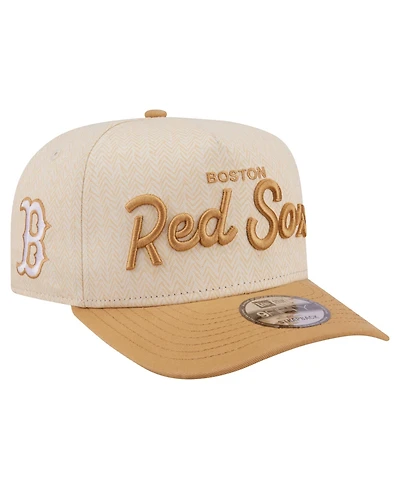 New Era Men's Cream Boston Red Sox Herringbone 9FIFTY A-Frame Snapback Hat