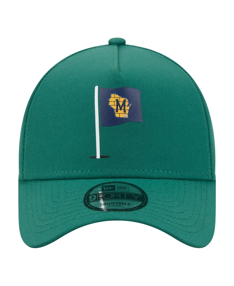 New Era Men's Green Milwaukee Brewers Pin Seeker 9FORTY A-Frame Adjustable Hat