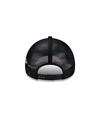 New Era Men's Black Atlanta Braves Side Script 9FORTY A-Frame Trucker Adjustable Hat