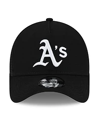 New Era Men's Black Athletics Side Script 9FORTY A-Frame Trucker Adjustable Hat