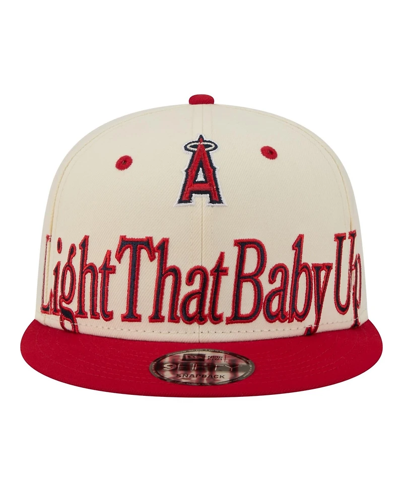 New Era Men's Cream Los Angeles Angels Oversized Slogan 9FIFTY Snapback Hat