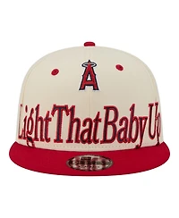 New Era Men's Cream Los Angeles Angels Oversized Slogan 9FIFTY Snapback Hat