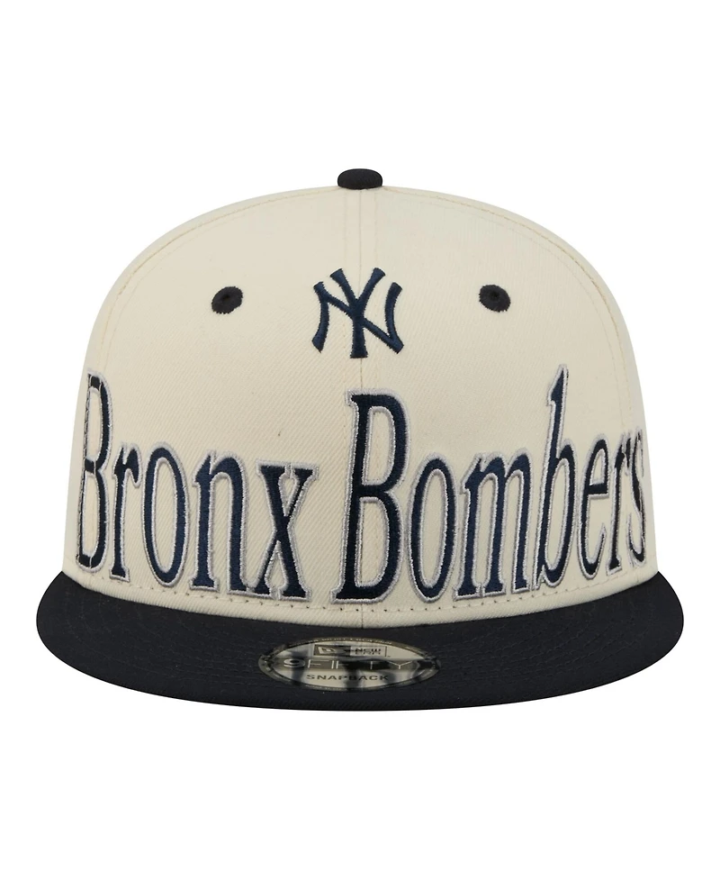 New Era Men's Cream New York Yankees Oversized Slogan 9FIFTY Snapback Hat