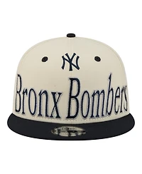 New Era Men's Cream New York Yankees Oversized Slogan 9FIFTY Snapback Hat