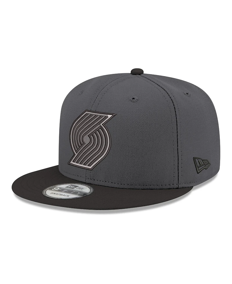 New Era Men's Gray, Black Portland Trail Blazers Logo 2-Tone 9FIFTY Snapback Hat