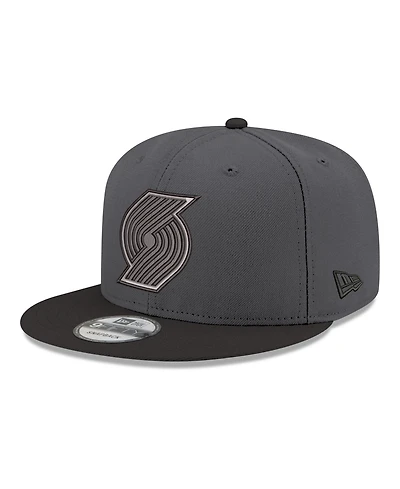 New Era Men's Gray, Black Portland Trail Blazers Logo 2-Tone 9FIFTY Snapback Hat