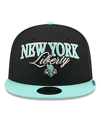 New Era Men's and Women's Black, Mint New York Liberty Wnba Tip-Off 2026 Metal Badge A-Frame 9FIFTY Snapback Hat