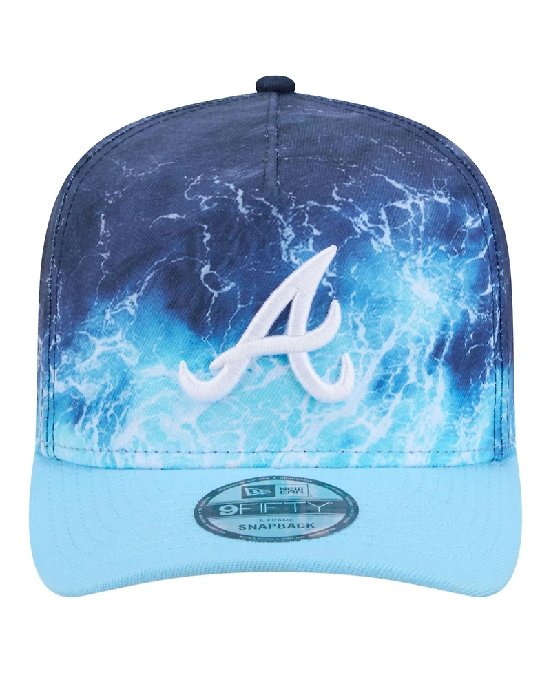 New Era Men's Light Blue Atlanta Braves Deep Water Pre-Curved 9FIFTY A-Frame Snapback Hat