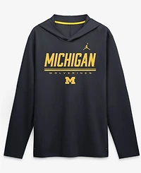 Jordan Men's Navy Michigan Wolverines 2026 Sideline Lightweight Dri-fit Long Sleeve Hooded Sweatshirt