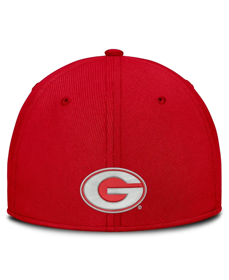 Nike Men's Red Georgia Bulldogs Rise On-Field SwooshFlex Dri-fit Flex Hat