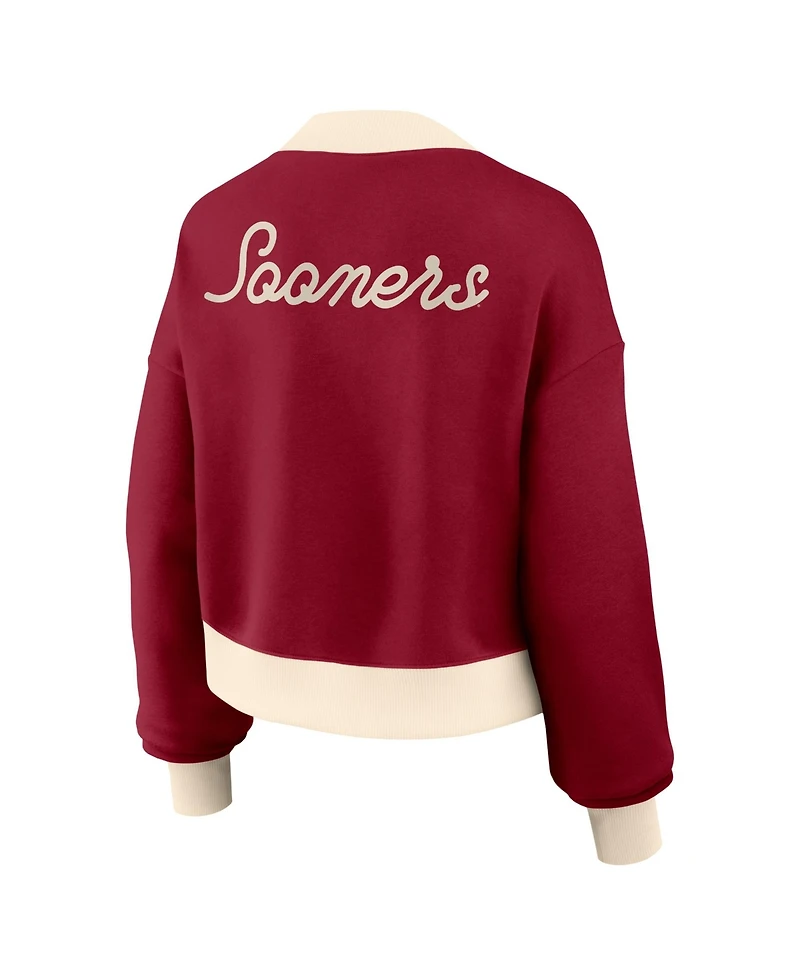 Nike Women's Crimson Oklahoma Sooners Oversized Academic Cropped Full-Zip Bomber Jacket