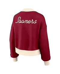Nike Women's Crimson Oklahoma Sooners Oversized Academic Cropped Full-Zip Bomber Jacket